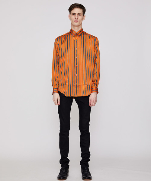 JOHN LAWRENCE SULLIVAN（ジョンローレンスサリバン）の「【JOHN LAWRENCE SULLIVAN】REGULAR COLLAR STRIPE SHIRT（シャツ/ブラウス・メンズ・ネイビー/オレンジ・46/44）」の8枚目の写真