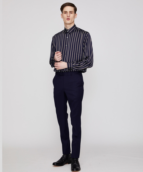 JOHN LAWRENCE SULLIVAN（ジョンローレンスサリバン）の「【JOHN LAWRENCE SULLIVAN】REGULAR COLLAR STRIPE SHIRT（シャツ/ブラウス・メンズ・ネイビー/オレンジ・46/44）」の6枚目の写真