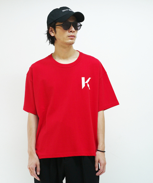 KAIKO(カイコー)の「KAIKO OBLONG T-SHIRT MARK(Tシャツ/カットソー・メンズ・ホワイト/チャコールグレー/ライトグレー/ライトパープル/レッド・S/M/L)」の1枚目の写真
