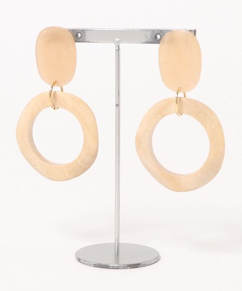 LOWRYS FARM（ローリーズファーム）の「ウッドリングピアス　838601（ピアス（両耳用）・レディース・ブラウン/アイボリー/ブラウン系その他/ホワイト・FREE）」の4枚目の写真