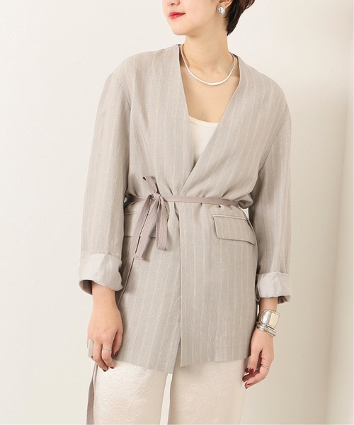 CITYSHOP(シティーショップ)の「ノーカラージャケット(ノーカラージャケット・レディース・ブラック/ライトグレー・38/36)」の2枚目の写真