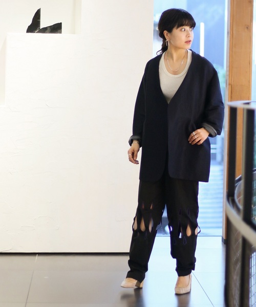 CITYSHOP(シティーショップ)の「ノーカラージャケット(ノーカラージャケット・レディース・ブラック/ライトグレー・38/36)」の5枚目の写真