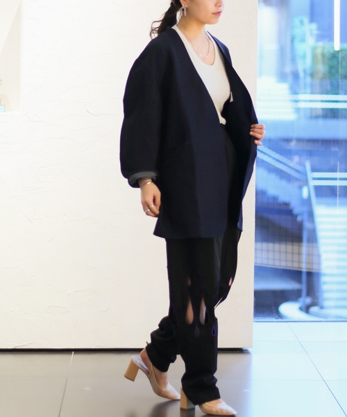 CITYSHOP(シティーショップ)の「ノーカラージャケット(ノーカラージャケット・レディース・ブラック/ライトグレー・38/36)」の18枚目の写真