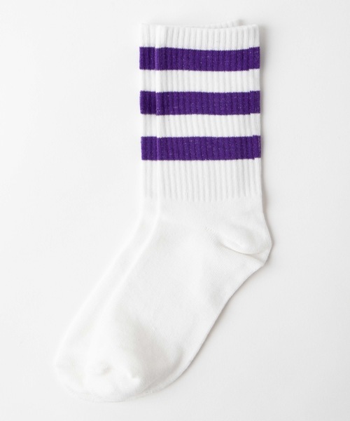 WEGO（ウィゴー）の「WEGO/カラーラインリブソックス（ソックス/靴下・レディース・ホワイト/ブラック/パープル/レッド/ピンク/イエロー/オレンジ/ブルー/グリーン・FREE）」の5枚目の写真