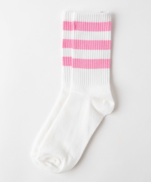 WEGO（ウィゴー）の「WEGO/カラーラインリブソックス（ソックス/靴下・レディース・ホワイト/ブラック/パープル/レッド/ピンク/イエロー/オレンジ/ブルー/グリーン・FREE）」の7枚目の写真