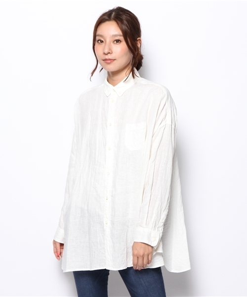 BEARDSLEY（ビアズリー）の「リネンシャンブレーシャツ（シャツ/ブラウス・レディース・オフホワイト/サックスブルー・FREE）」の11枚目の写真