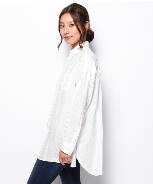 BEARDSLEY（ビアズリー）の「リネンシャンブレーシャツ（シャツ/ブラウス・レディース・オフホワイト/サックスブルー・FREE）」の10枚目の写真