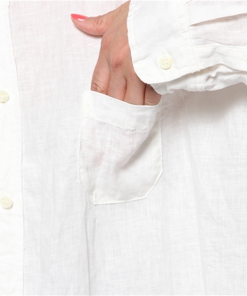 BEARDSLEY（ビアズリー）の「リネンシャンブレーシャツ（シャツ/ブラウス・レディース・オフホワイト/サックスブルー・FREE）」の7枚目の写真