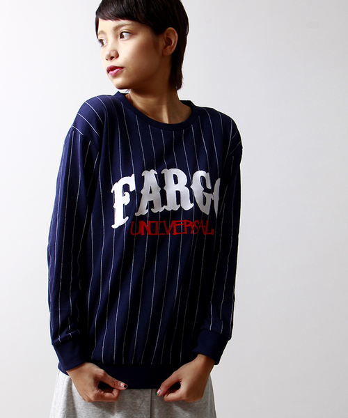 WEGO(ウィゴー)の「WEGO/ストライプロゴスウェット(スウェット・レディース・オフホワイト/ブラック/杢グレー/ネイビー・FREE)」の1枚目の写真