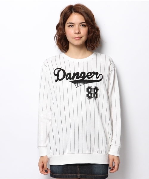 WEGO(ウィゴー)の「WEGO/ストライプロゴスウェット(スウェット・レディース・オフホワイト/ブラック/杢グレー/ネイビー・FREE)」の6枚目の写真