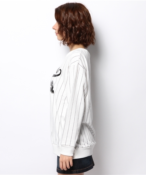 WEGO(ウィゴー)の「WEGO/ストライプロゴスウェット(スウェット・レディース・オフホワイト/ブラック/杢グレー/ネイビー・FREE)」の7枚目の写真