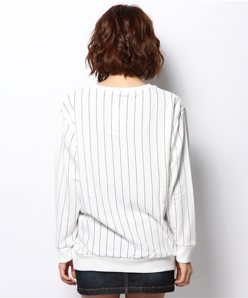 WEGO(ウィゴー)の「WEGO/ストライプロゴスウェット(スウェット・レディース・オフホワイト/ブラック/杢グレー/ネイビー・FREE)」の8枚目の写真