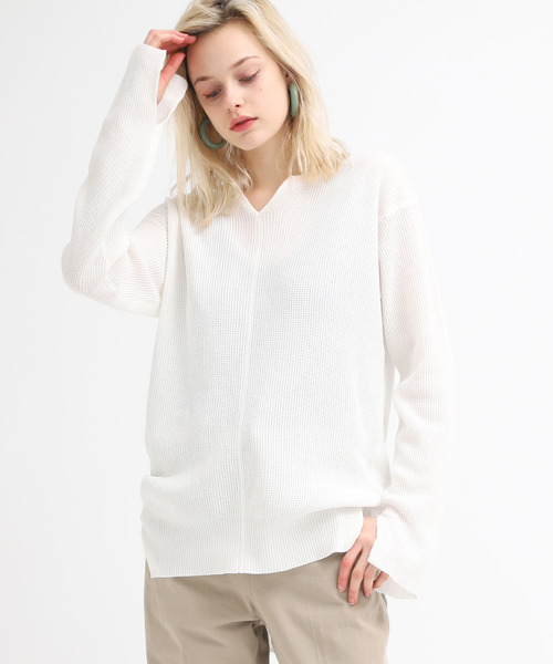 セール】K2481 ワッフル編みスリットプルオーバー（ニット/セーター