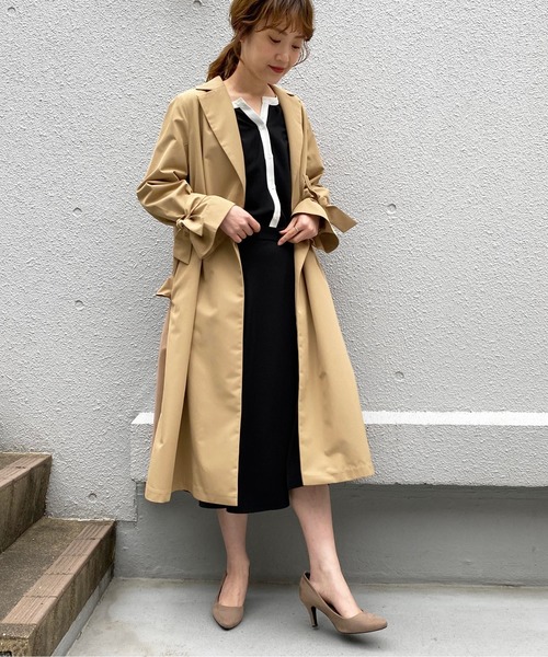 PICCIN(ピッチン)の「バックチュールドレスコート(トレンチコート・レディース・ブラック/ベージュ/キャメル・M)」の11枚目の写真
