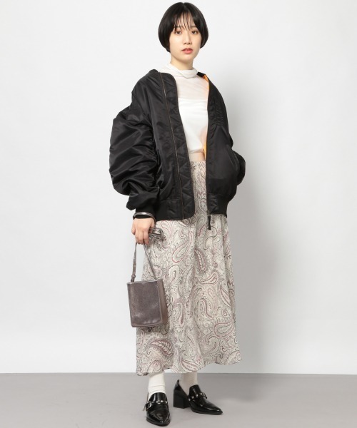 PAGEBOY（ページボーイ）の「シアーペイズリーフレアスカート（スカート・レディース・ブラック/オフホワイト・FREE）」の3枚目の写真