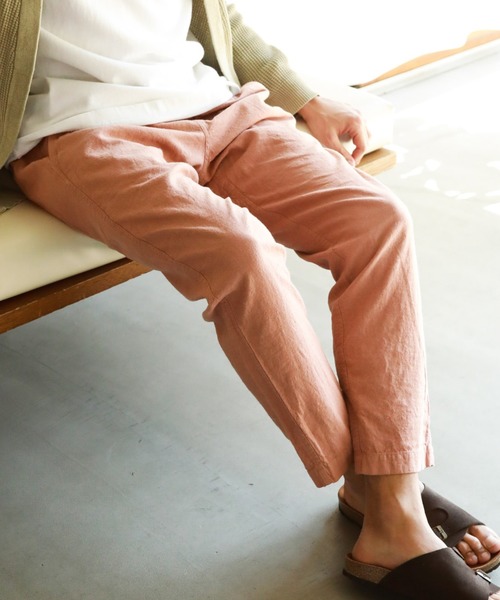 BAYFLOW(ベイフロー)の「ストレッチリネンアンクルパンツ(その他パンツ・メンズ・ピンク/ベージュ/ネイビー/カーキ・MEDIUM/LARGE/SMALL)」の4枚目の写真