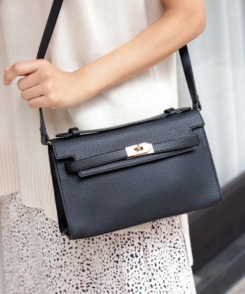 Edit Sheen（エディットシーン）の「フロントミニベルトショルダーM（ショルダーバッグ・レディース・グレイッシュベージュ/ブラウン系その他/ブラック・FREE）」の2枚目の写真