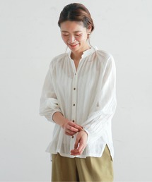 NOMBRE IMPAIR | コットンボイル製品染　スタンドブラウス(シャツ/ブラウス)