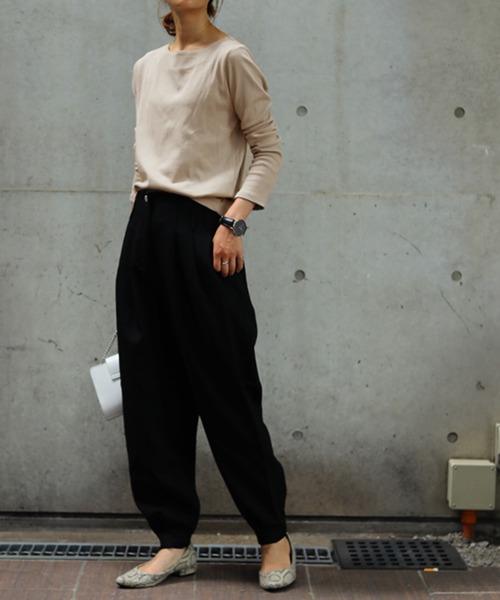 Fashion Letter（ファッションレター）の「フライスボートネックロンT（Tシャツ/カットソー・レディース・チャコールグレー/ライトグレー/ネイビー/カーキ/マジェンタ/杢グレー/グレイッシュベージュ/オフホワイト/ブラック・LL/3L/4L/L/M）」の11枚目の写真