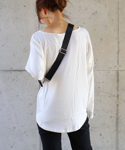 Fashion Letter（ファッションレター）の「フライスボートネックロンT（Tシャツ/カットソー・レディース・チャコールグレー/ライトグレー/ネイビー/カーキ/マジェンタ/杢グレー/グレイッシュベージュ/オフホワイト/ブラック・LL/3L/4L/L/M）」の19枚目の写真