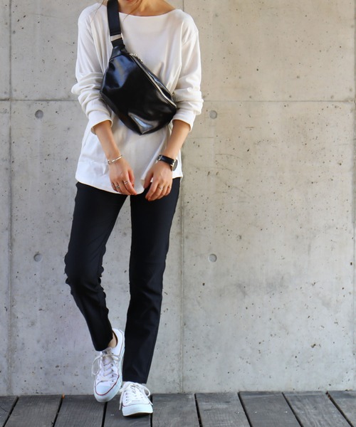 Fashion Letter（ファッションレター）の「フライスボートネックロンT（Tシャツ/カットソー・レディース・チャコールグレー/ライトグレー/ネイビー/カーキ/マジェンタ/杢グレー/グレイッシュベージュ/オフホワイト/ブラック・LL/3L/4L/L/M）」の18枚目の写真