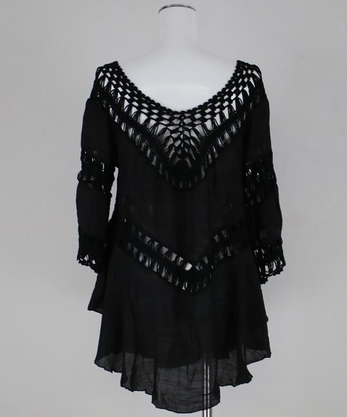 クロシェ ニットワンピース⌇black ボヘミアン クロシェ ニットワンピース⌇black ボヘミアン