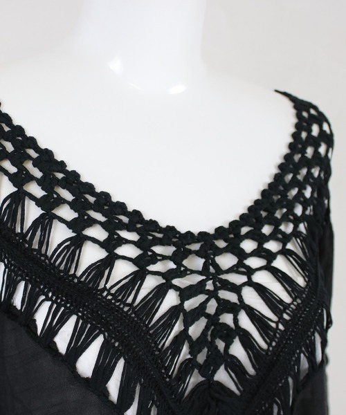 ♡*♡様 クロシェ ニットワンピース⌇black ボヘミアン クロシェ編みセットアップ ボヘミアン夏服[品番：II000011608