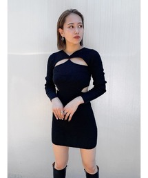 ENVYM | デコルテカッティングＫｎｉｔ ＯＰ(ワンピース)