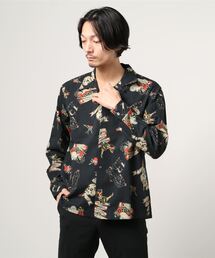 Schott 半袖シャツ Lサイズ 黒　HAWAIIAN SHIRT TATOO Schott／ショット／HAWAIIAN LS SHIRT