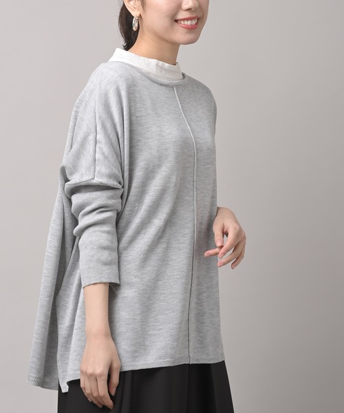 rps（アールピーエス）の「アウトシームワイドニットプルオーバー（ニット/セーター・レディース・グリーン/杢グレー/オフホワイト・M）」の2枚目の写真