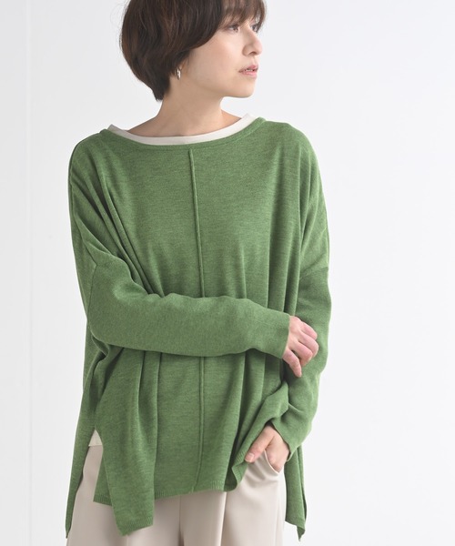 rps（アールピーエス）の「アウトシームワイドニットプルオーバー（ニット/セーター・レディース・グリーン/杢グレー/オフホワイト・M）」の3枚目の写真