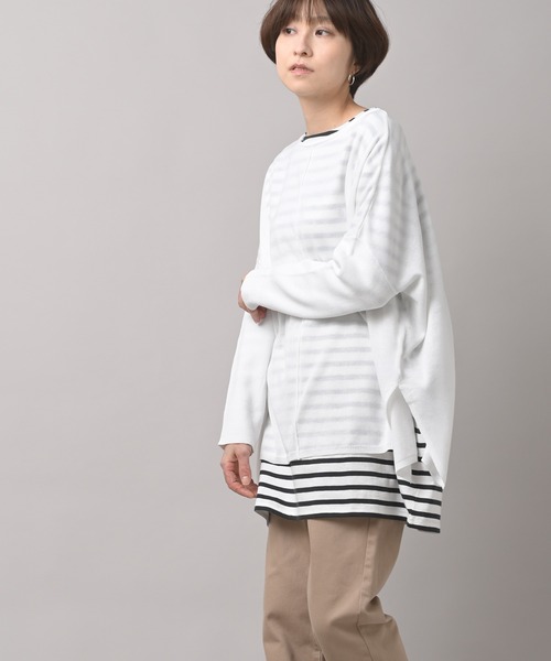 rps（アールピーエス）の「アウトシームワイドニットプルオーバー（ニット/セーター・レディース・グリーン/杢グレー/オフホワイト・M）」の6枚目の写真