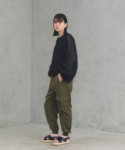 manana suerte サテンカーゴパンツ manana suerte（マニャーナスエルテ）の「サテンカーゴパンツ