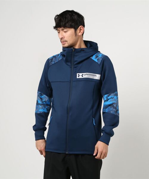 UNDER ARMOUR（アンダーアーマー）の「アンダーアーマー UA HYBRID KNIT JACKET（スウェット・メンズ・ネイビー/ブラック・L/M/XL/XXL）」の2枚目の写真