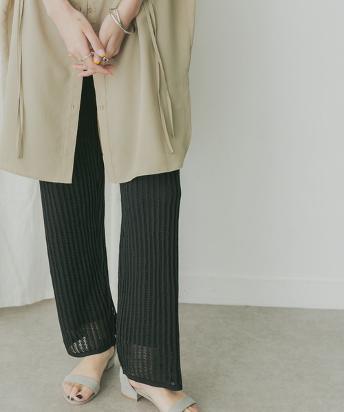 KBF+（ケービーエフプラス）の「KBF+　メッシュニットパンツ（その他パンツ・レディース・ブラック/アイボリー/ラベンダー・ONE）」の3枚目の写真