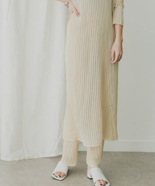 KBF+（ケービーエフプラス）の「KBF+　メッシュニットパンツ（その他パンツ・レディース・ブラック/アイボリー/ラベンダー・ONE）」の4枚目の写真