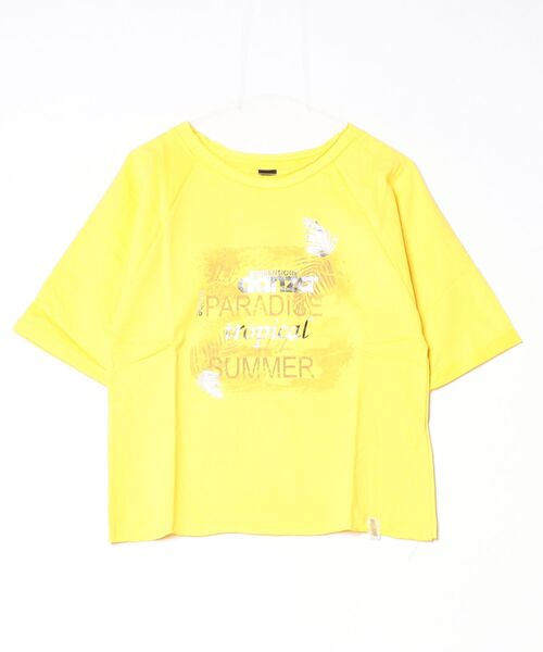 DIMENSIONE danza(ディメンシオーネ ダンツァ)の「リーフプリントスウェット(Tシャツ/カットソー・レディース・ブラック/オフホワイト/グリーン/イエロー・SMALL/X-SMALL/MEDIUM)」の1枚目の写真