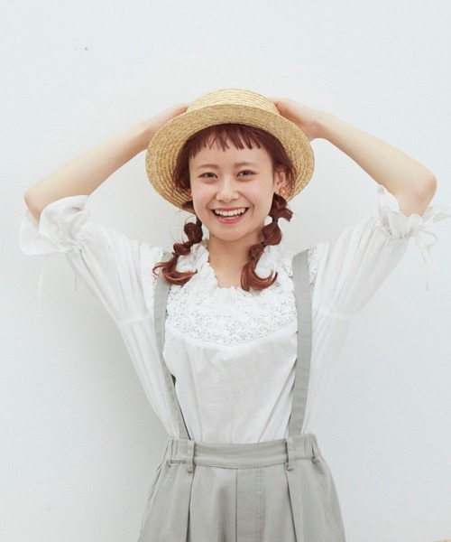 MERLOT(メルロー)の「キャンディースリーブブラウス(シャツ/ブラウス・レディース・ホワイト/ネイビー/レッド・FREE)」の1枚目の写真