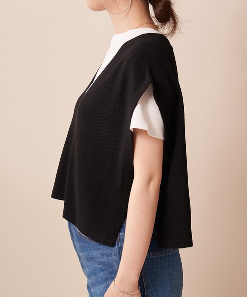 SHENERY（シーナリー）の「片畦ショートニットベスト（ニット/セーター・レディース・ブラウン/オフホワイト/ブラック・FREE）」の13枚目の写真