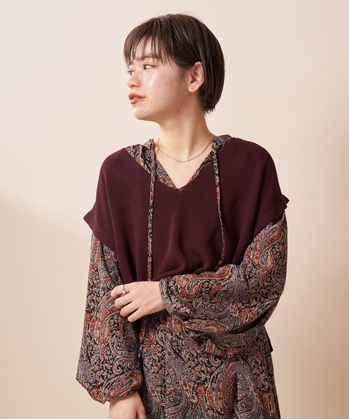 SHENERY（シーナリー）の「片畦ショートニットベスト（ニット/セーター・レディース・ブラウン/オフホワイト/ブラック・FREE）」の17枚目の写真