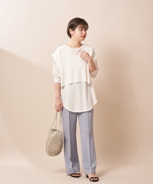 SHENERY（シーナリー）の「片畦ショートニットベスト（ニット/セーター・レディース・ブラウン/オフホワイト/ブラック・FREE）」の10枚目の写真