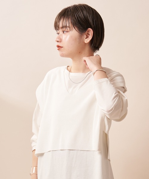 SHENERY（シーナリー）の「片畦ショートニットベスト（ニット/セーター・レディース・ブラウン/オフホワイト/ブラック・FREE）」の19枚目の写真