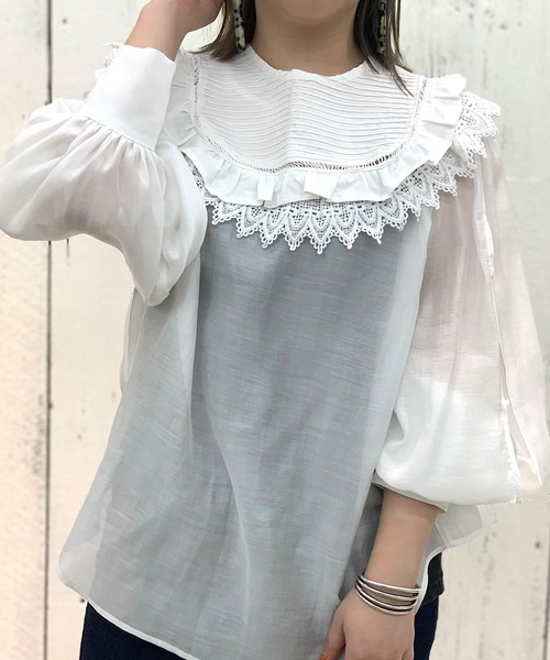 CIAOPANIC（チャオパニック）の「レースつけ襟　ビックカラー（付け襟・レディース・オフホワイト/ブラック/ベージュ・FREE）」の7枚目の写真