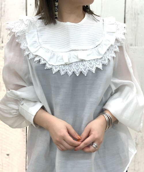 CIAOPANIC（チャオパニック）の「レースつけ襟　ビックカラー（付け襟・レディース・オフホワイト/ブラック/ベージュ・FREE）」の8枚目の写真