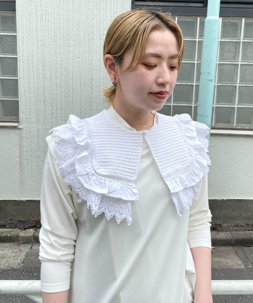 CIAOPANIC（チャオパニック）の「レースつけ襟　ビックカラー（付け襟・レディース・オフホワイト/ブラック/ベージュ・FREE）」の22枚目の写真