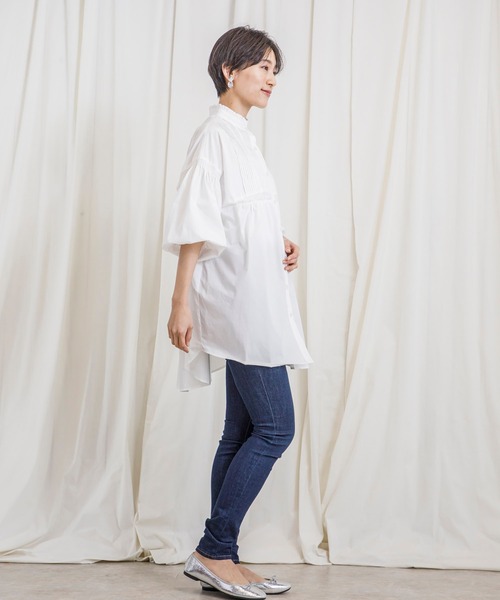 CIENA(シエナ)の「スタンドフリル5分袖衿レースピンタックブラウス(シャツ/ブラウス・レディース・オフホワイト/ブラック・FREE)」の3枚目の写真