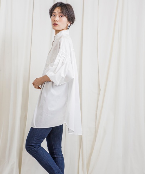 CIENA(シエナ)の「スタンドフリル5分袖衿レースピンタックブラウス(シャツ/ブラウス・レディース・オフホワイト/ブラック・FREE)」の14枚目の写真