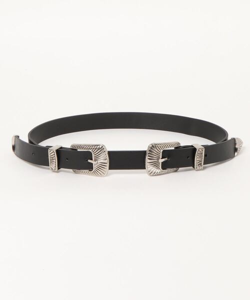 RASVOA(ラスボア)の「ビンテージダブルバックルベルト(ベルト・レディース・ブラック/クリア・FREE)」の4枚目の写真