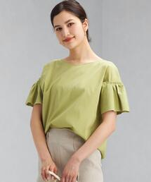 green label relaxing | CB コットン ブロード 袖 ギャザー ブラウス(シャツ/ブラウス)