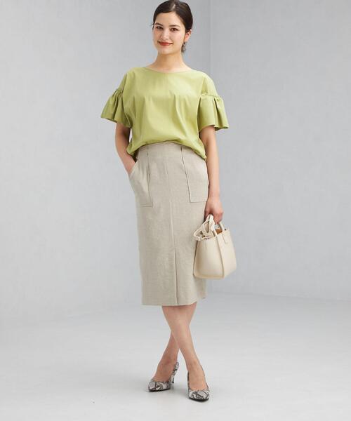 green label relaxing（グリーンレーベルリラクシング）の「CB コットン ブロード 袖 ギャザー ブラウス（シャツ/ブラウス・レディース・ブラック/ライム/その他1/ホワイト・FREE）」の9枚目の写真